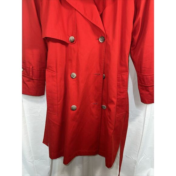 Vintage JH Collectibles Trench Coat Womens Size 4 Red Duster With Liner - Picture 4 of 16